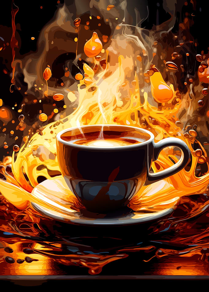 Fiery Coffee Cup Explosion