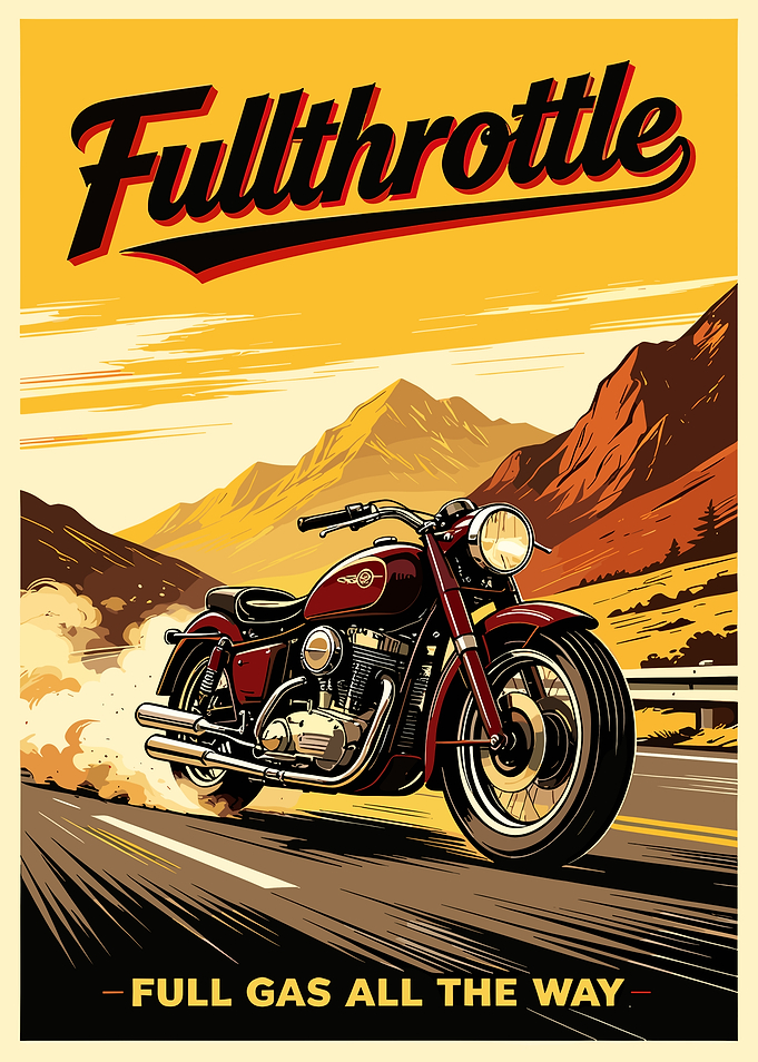 Fullthrottle Vintage Motorcycle Travel Poster