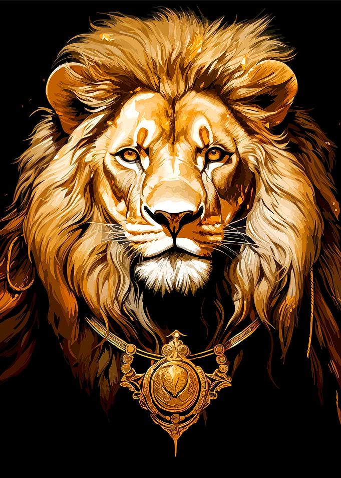 Majestic Lion with Golden Necklace