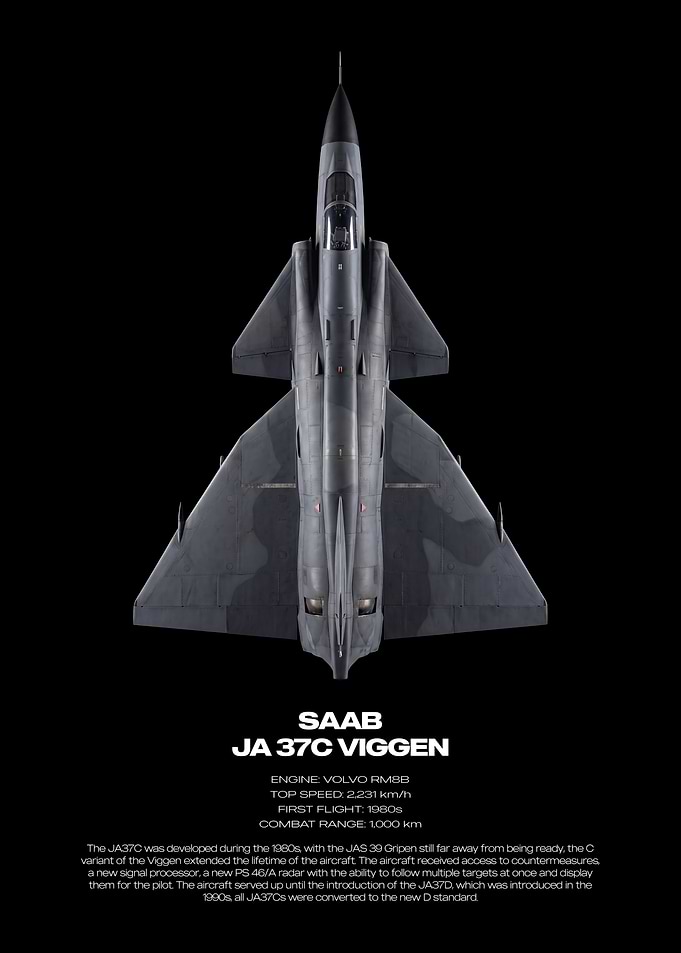 Saab JA 37C Viggen Technical Poster