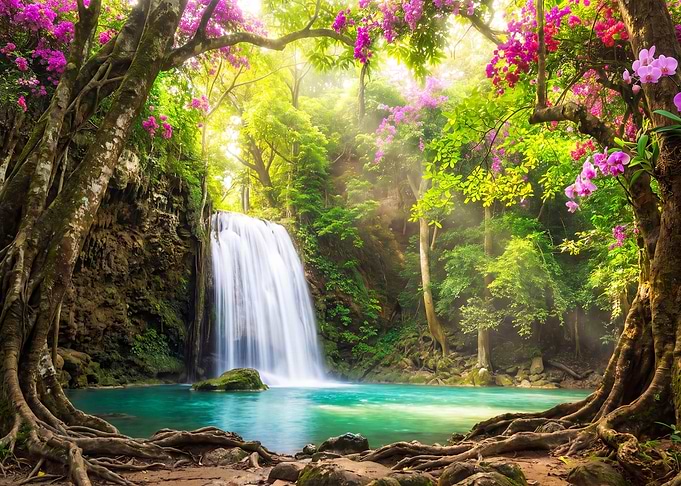 Enchanted Tropical Waterfall Oasis