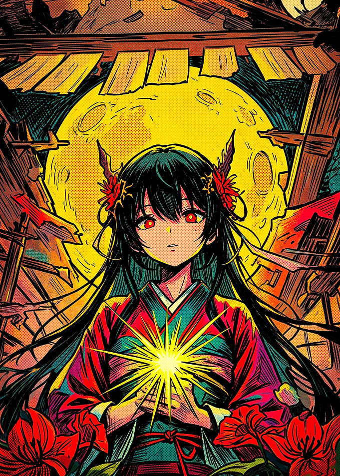 Anime Girl with Glowing Light