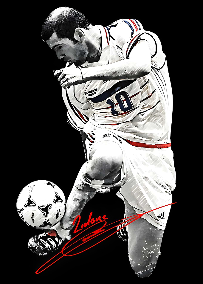 Zinedine Zidane Soccer Art Portrait