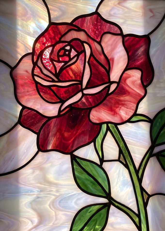 Stained Glass Rose Window Panel