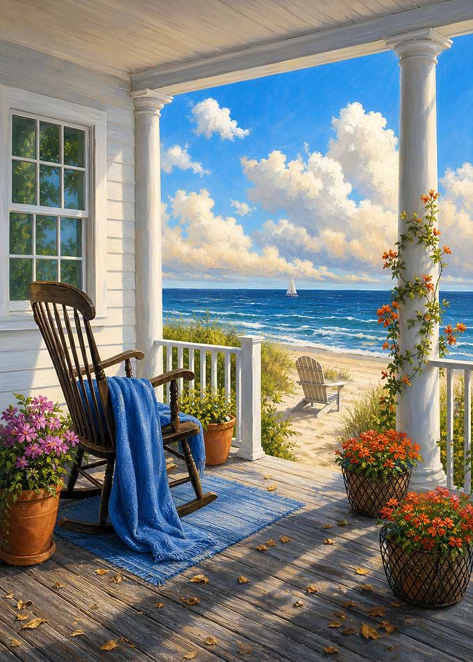 Peaceful Sea Beach Porch View