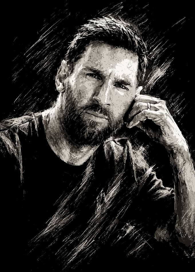 Lionel Messi Charcoal Style Portrait