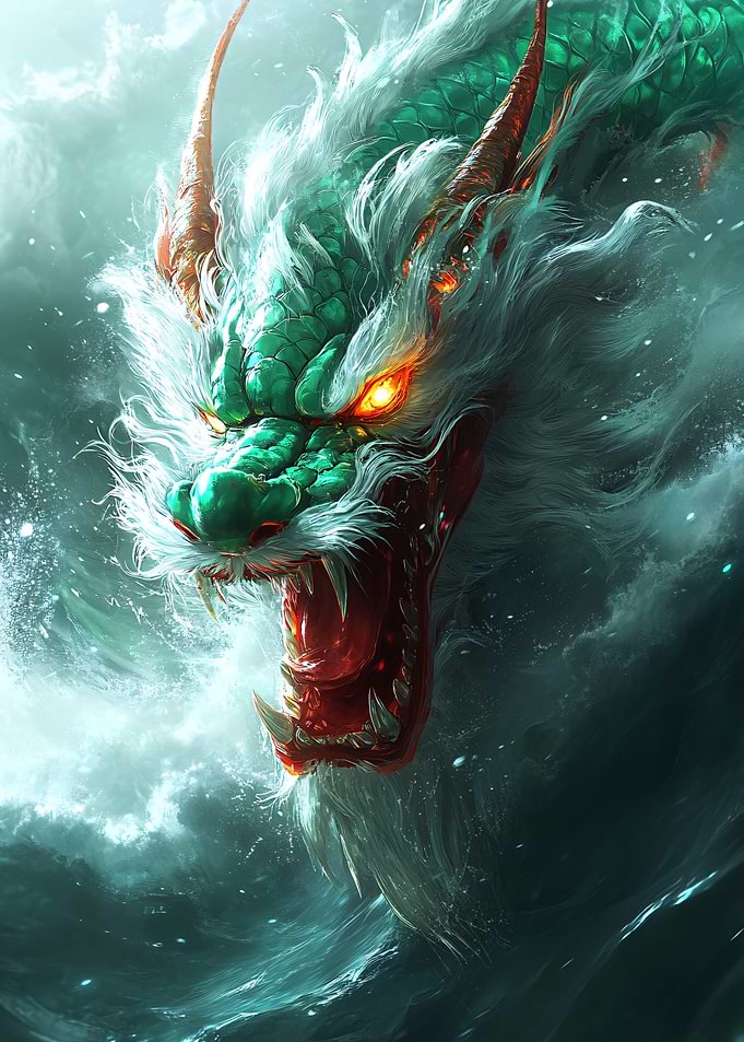 Fierce Green Eastern Dragon