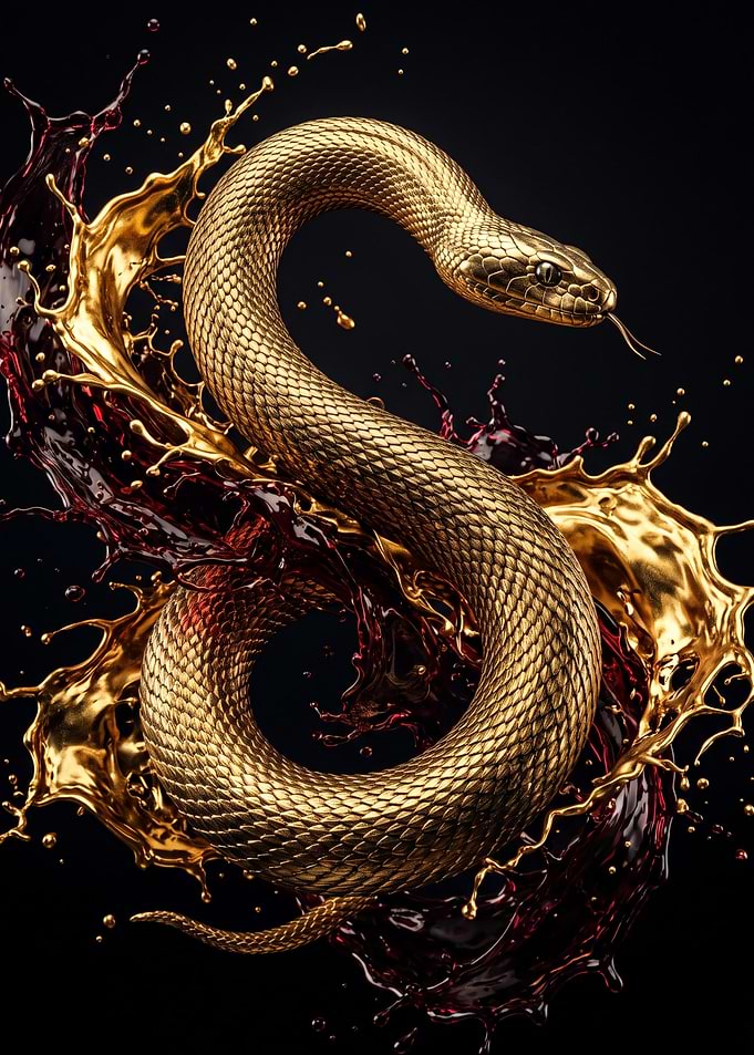 Golden Serpent in Burgundy