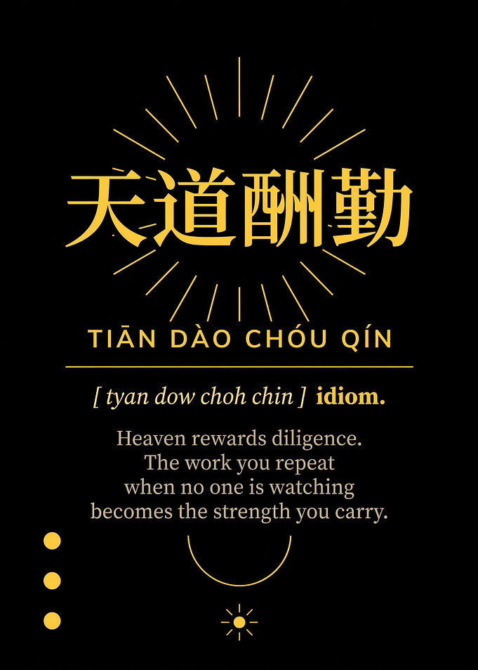 Heaven Rewards Diligence Chinese Idiom Poster