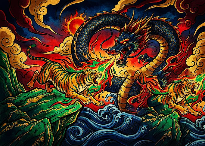 Tiger and Dragon Mythical Battle