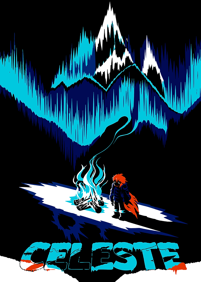 Celeste Game Mountain Campfire Poster