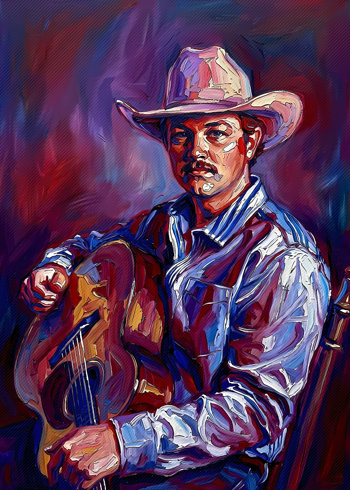 Impressionist Cowboy Playing Acoustic Guitar