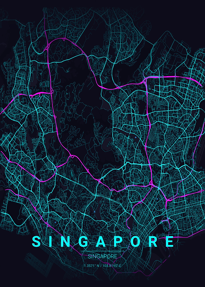 Neon Singapore City Map Art