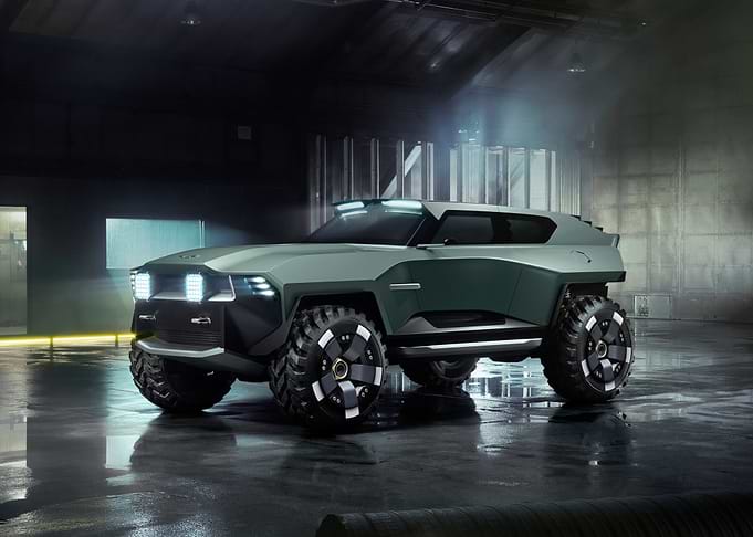 Futuristic Matte Green Off-Road Concept SUV