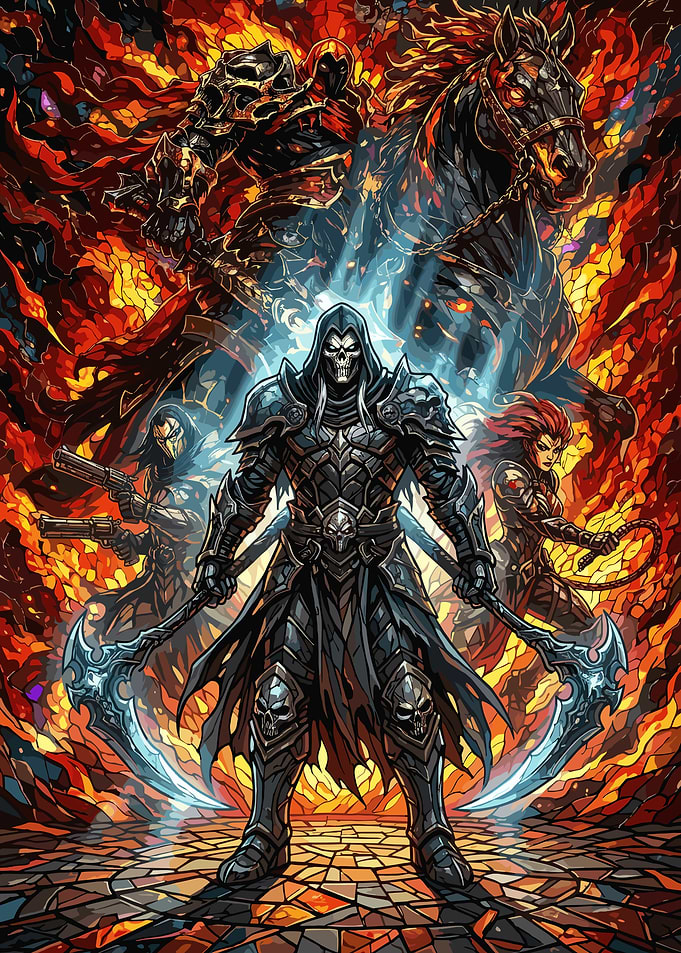 Darksiders Four Horsemen Stained Glass Art