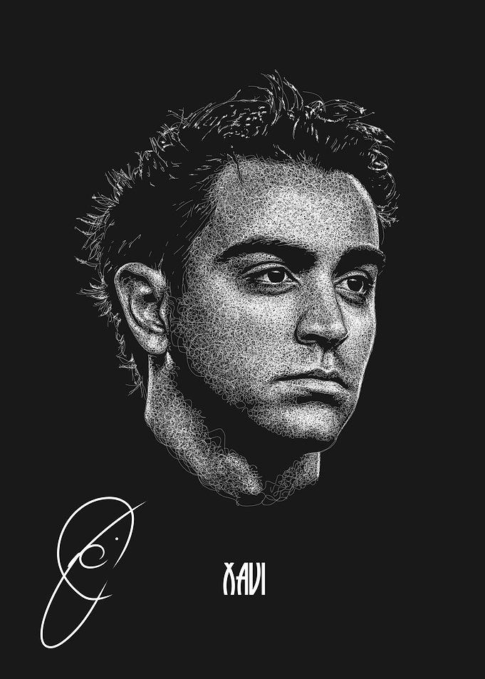 Scribble art of Xavi Hernandez