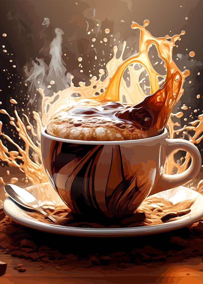 Dynamic Coffee Splash in Cup
