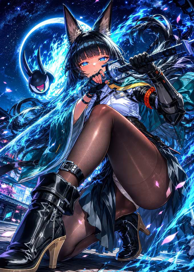 Anime Cat-Girl Warrior with Katana