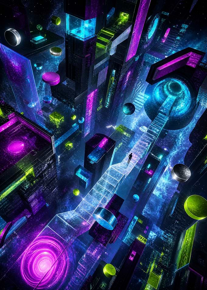 Futuristic Neon Cyberpunk Space Cityscape