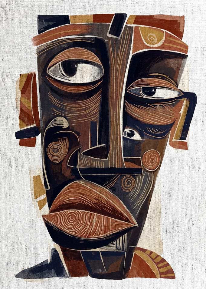 Abstract Cubist Portrait of a Face