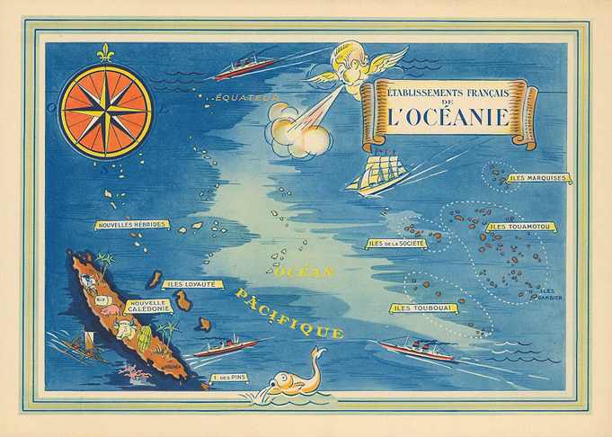 Vintage Map of French Oceania