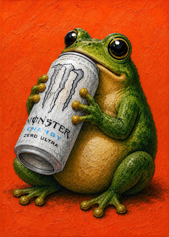 Frog Drinking Monster Energy Drink