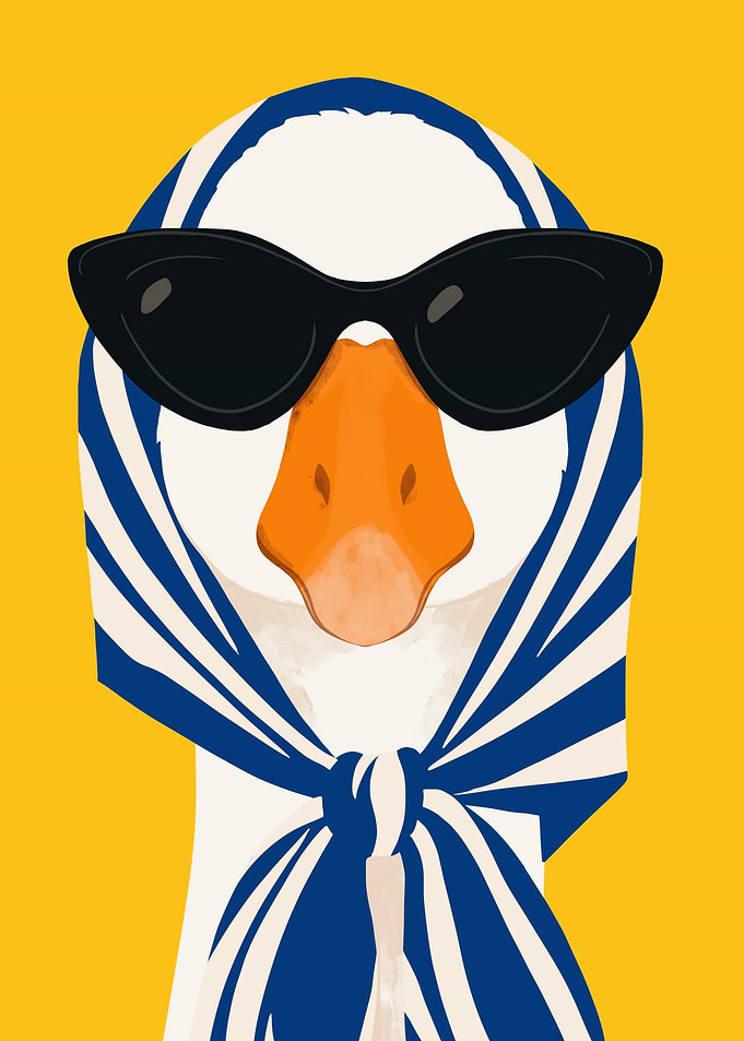 Stylish Goose in Blue Scarf