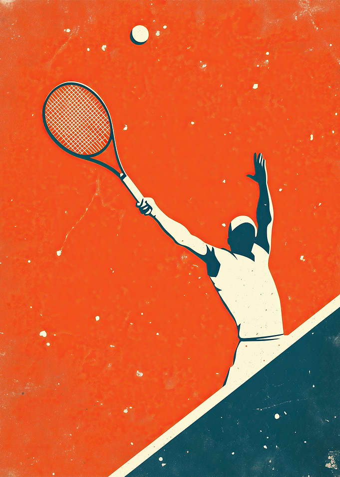 Vintage Style Tennis Serve Poster