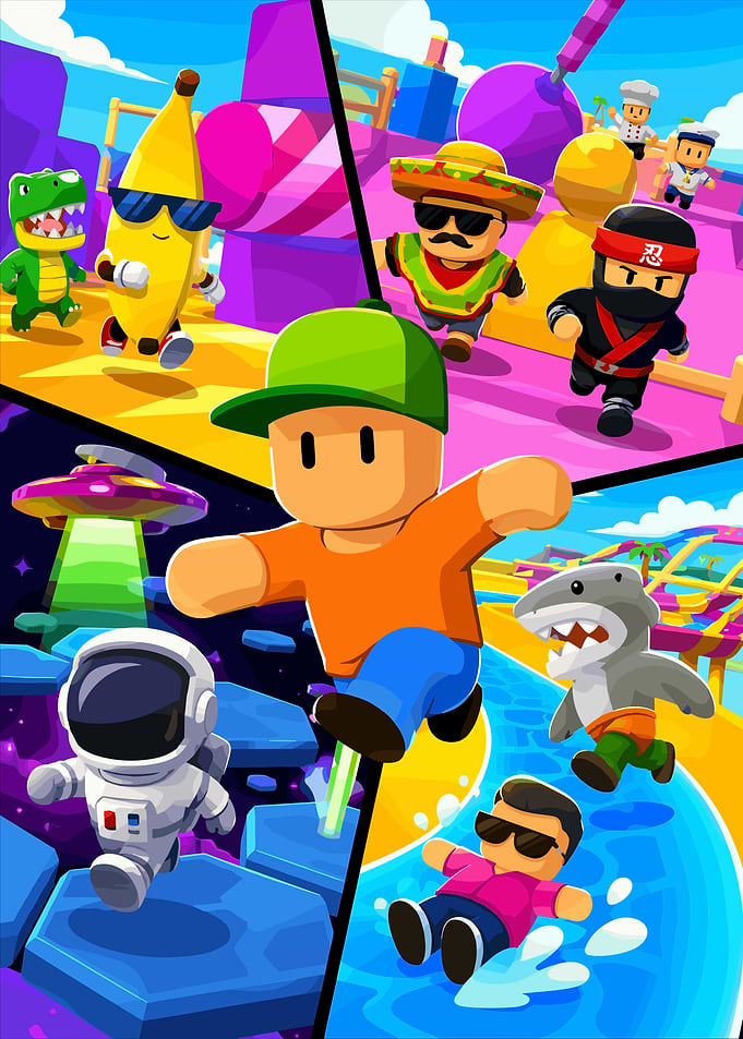 Stumble Guys Characters Action Collage