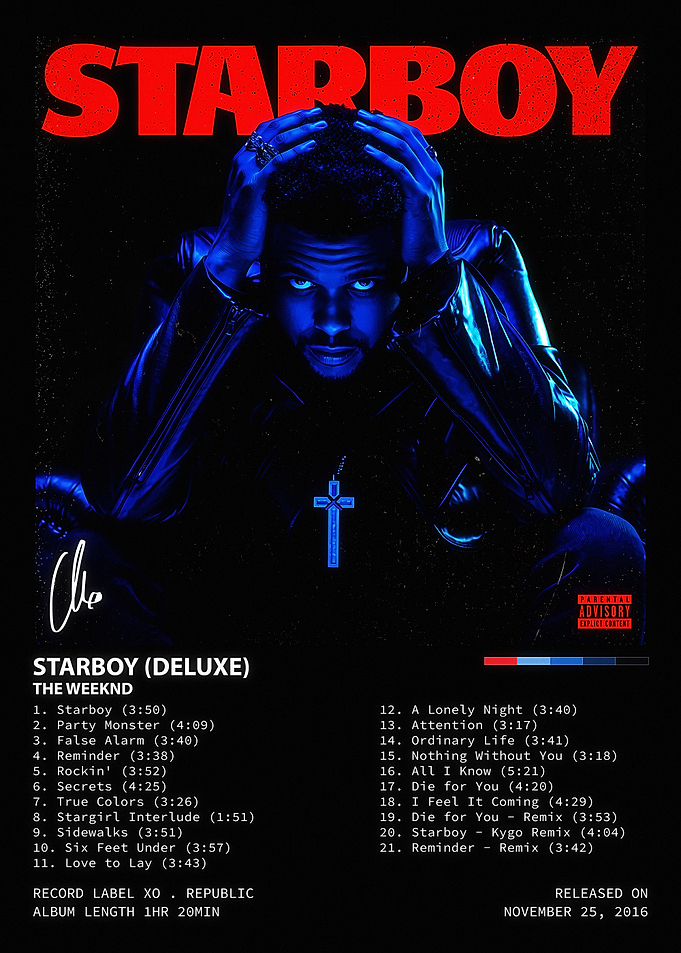 The Weeknd Starboy Deluxe Album Poster