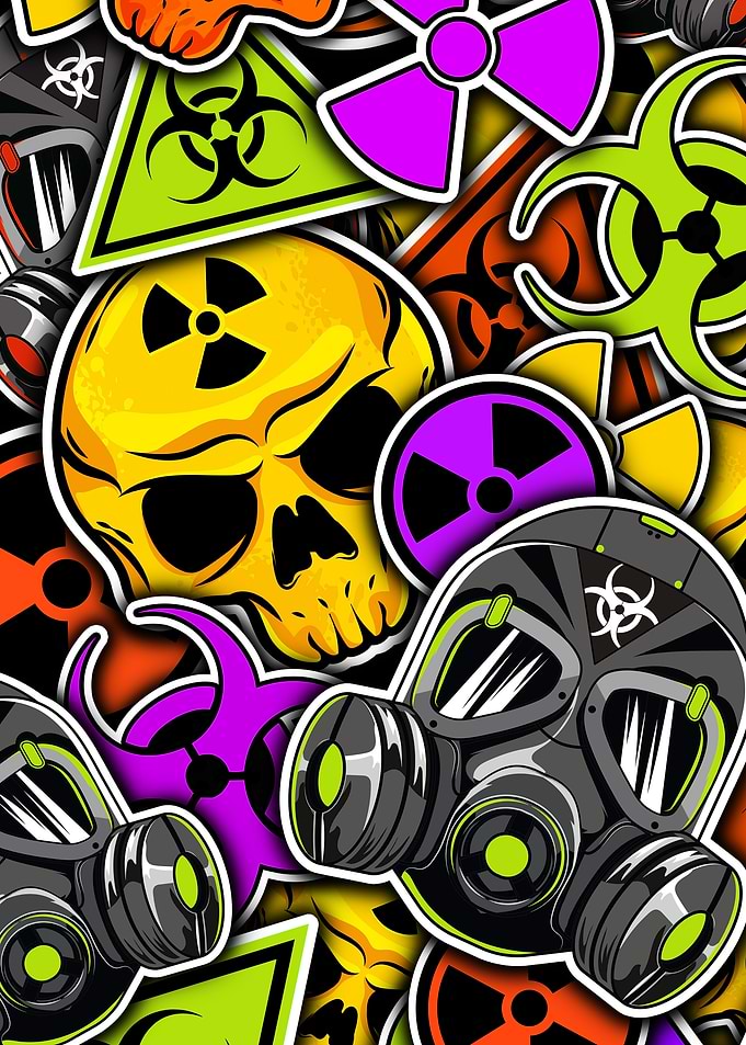 Hazardous Waste Sticker Bomb Pattern