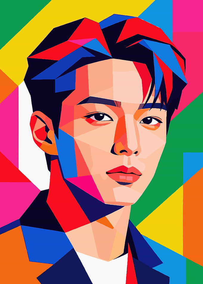 Jimin Colorful Geometric Pop Art Portrait