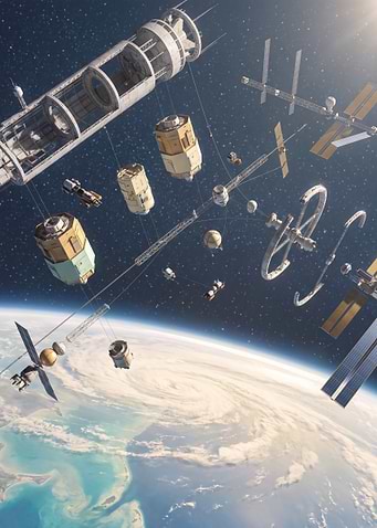Orbital Habitats Above a Blue Planet