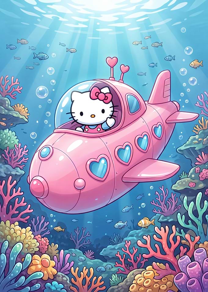 Hello Kitty in Pink Submarine
