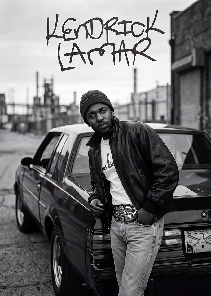 Kendrick Lamar Portrait with Car
