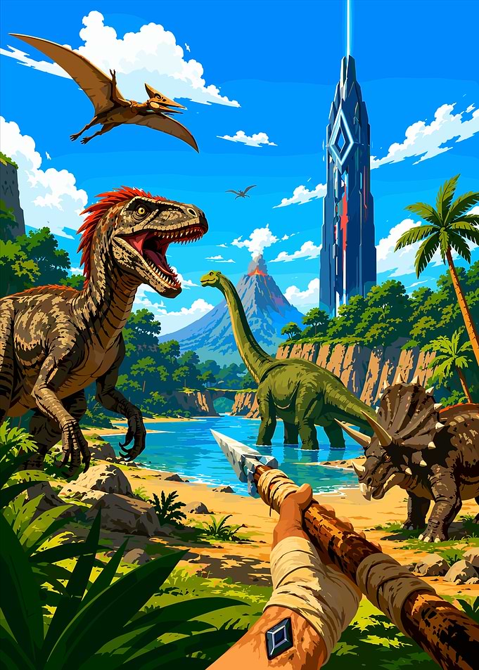 First-Person Survival in Dinosaur World