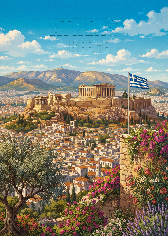 Panoramic View of the Acropolis Athens