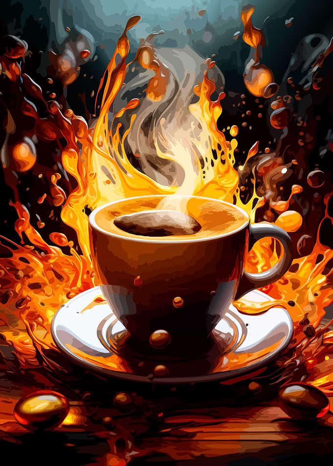 Fiery Coffee Cup Explosion