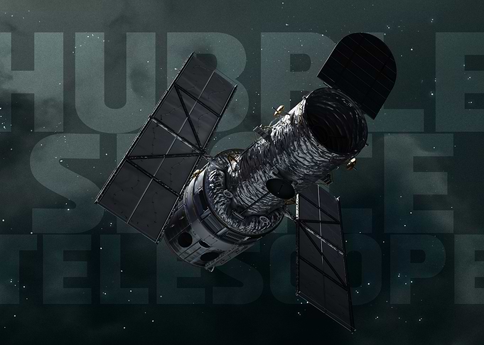 Hubble Space Telescope in Orbit - Artistic Grain