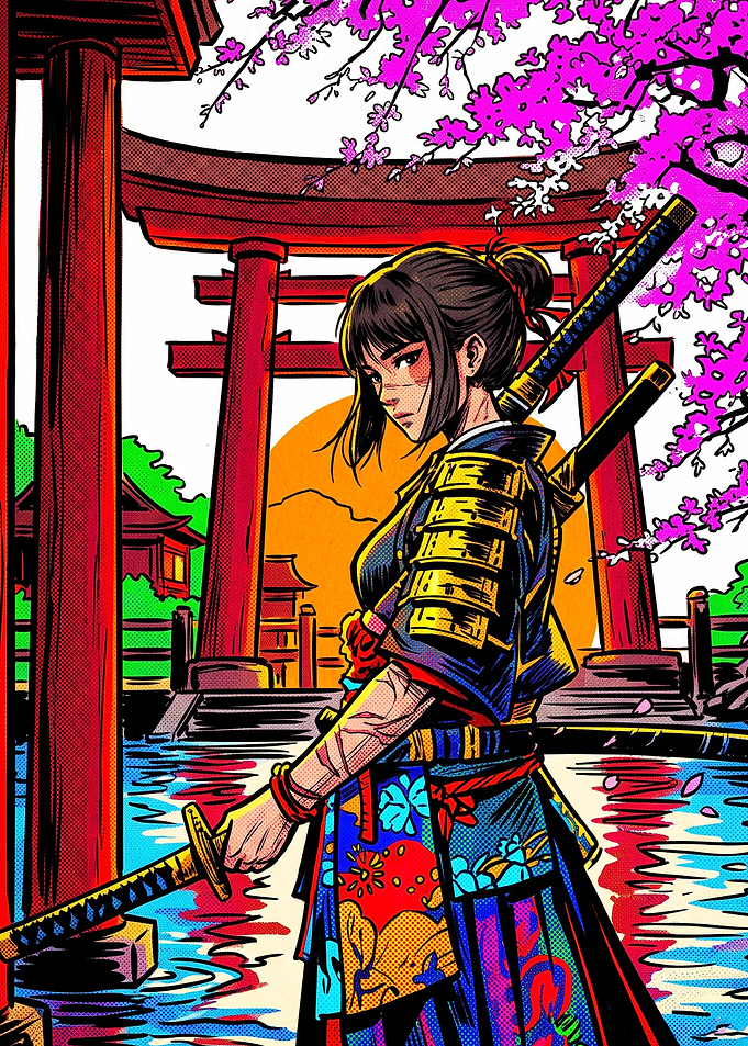 Samurai Warrior at Torii Gate
