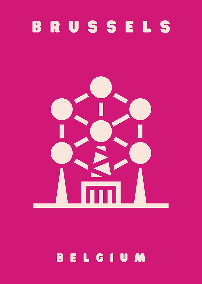 Minimalist Atomium Brussels Travel Poster