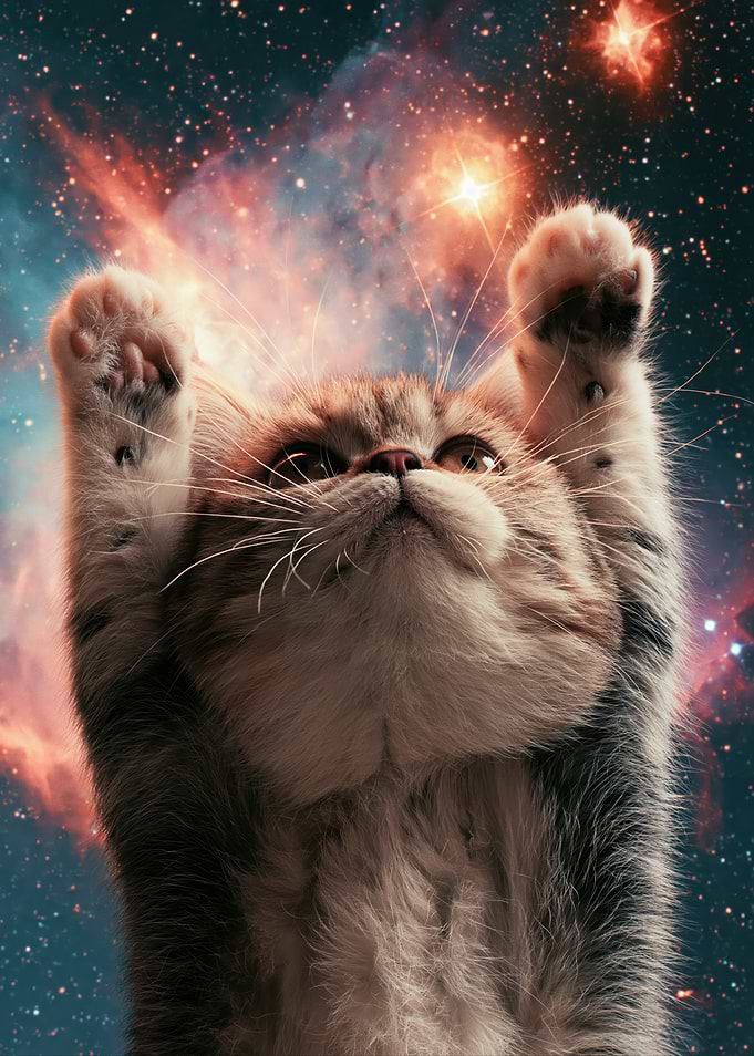 Cute Kitten Reaching for the Stars