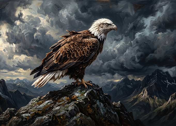 Majestic Bald Eagle on Mountain Peak