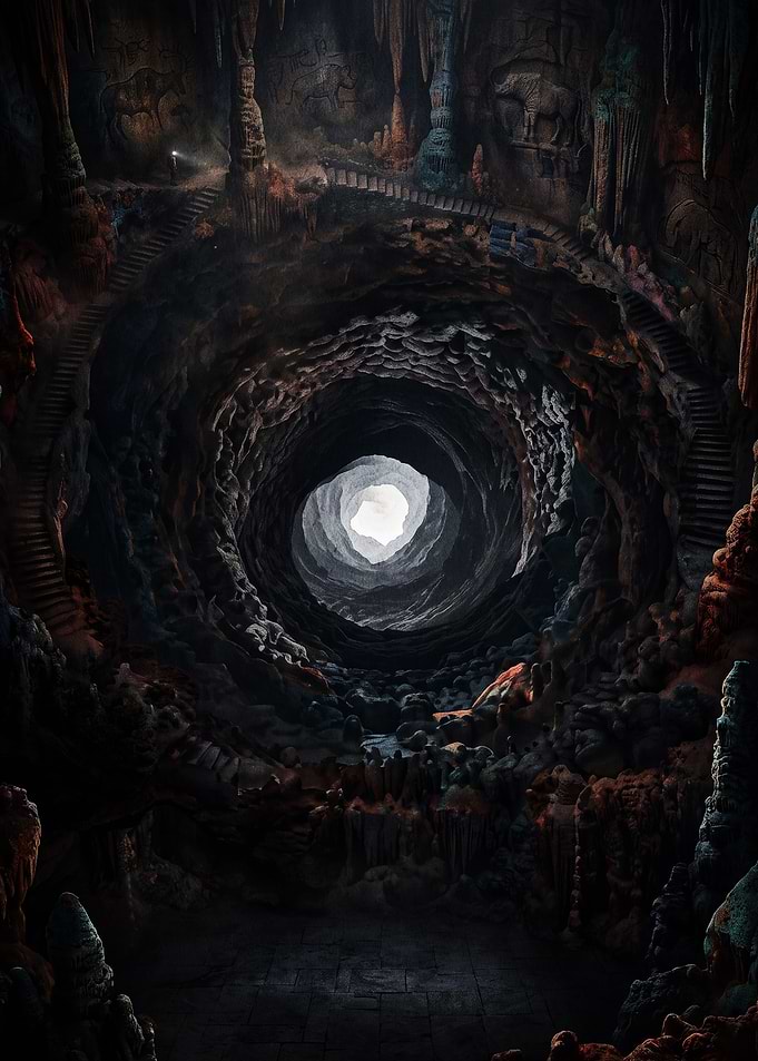 Ancient Cave with Spiral Staircase
