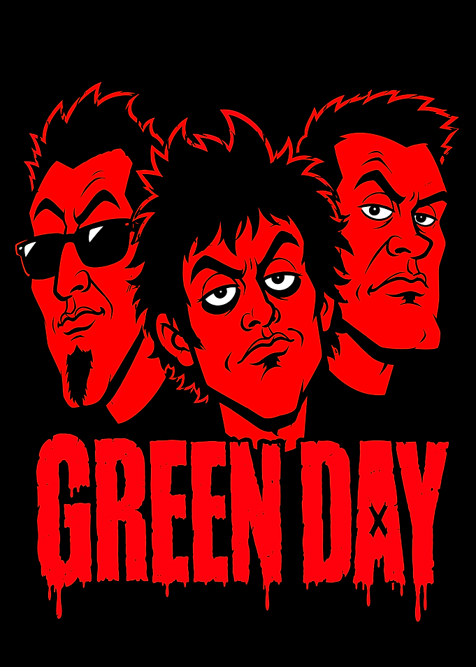 Green Day Band Cartoon Illustration