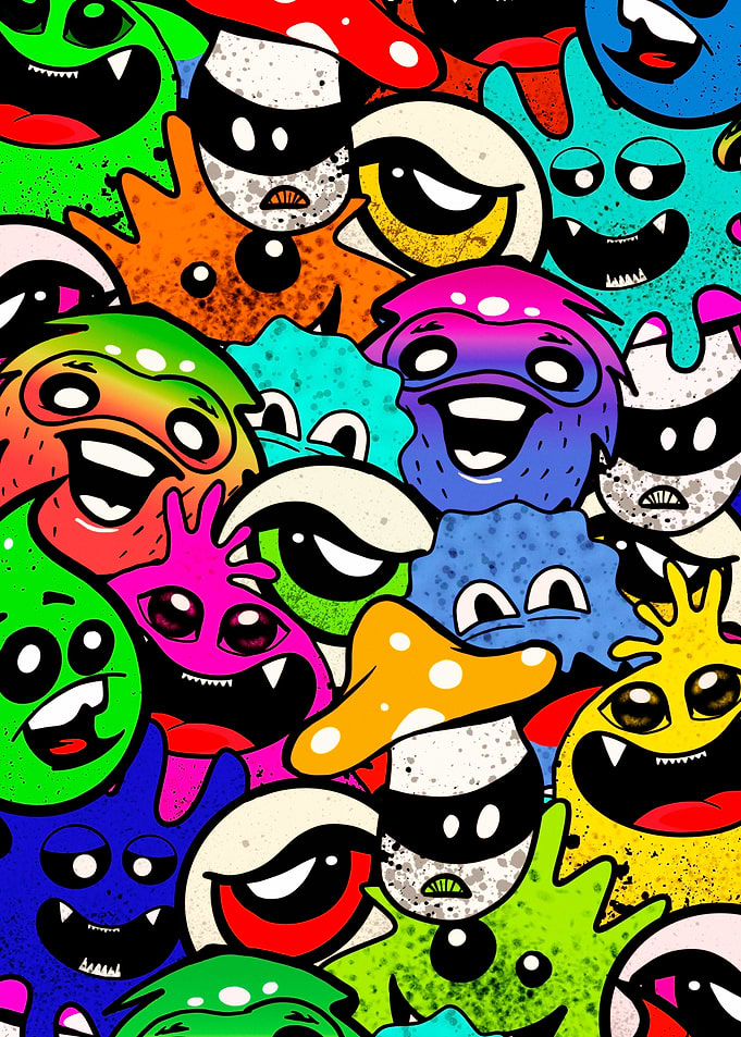 Colorful Doodle Monster Pattern