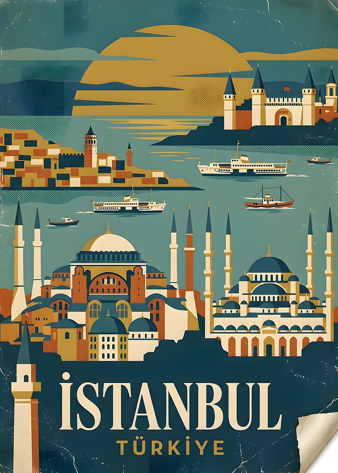 Vintage Travel Poster of Istanbul