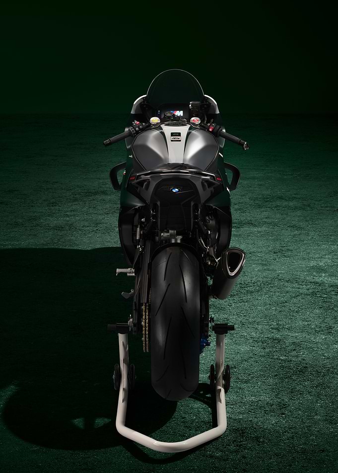 Rear view of BMW M motorcycle