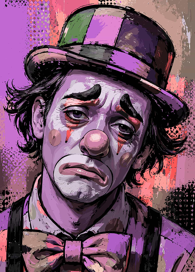 Sad Clown Portrait Pop Art