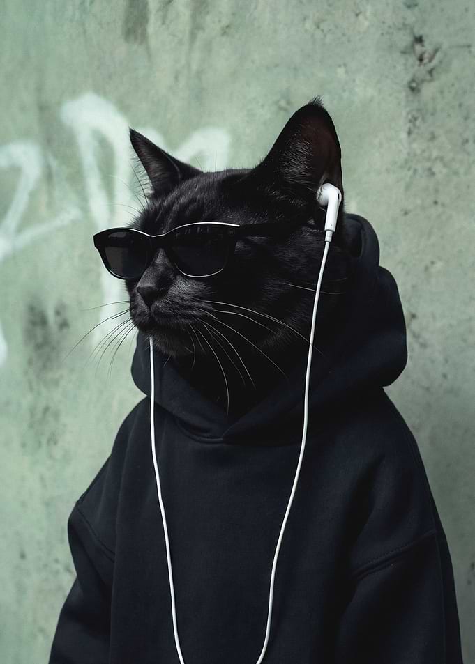 Cool Black Cat in Hoodie